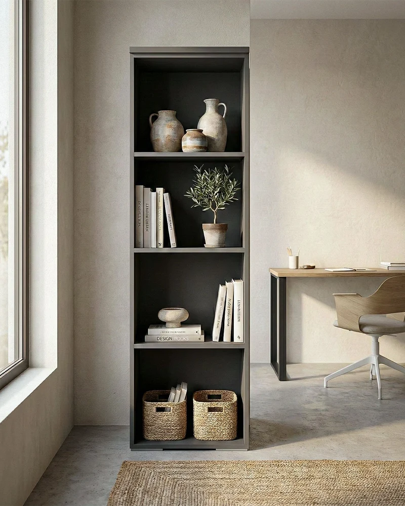 Armadio ufficio Detroit - Mobile archivio - 3 mensole incluse - L. 45 x H. 160 x P. 42,5 cm – Antracite