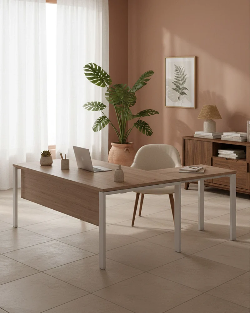 Scrivania Bologna - Piano Operativa ufficio P.160 cm - Design minimal moderno - Piano in diverse dimensioni e colorazioni - Gambe in metallo color bianche