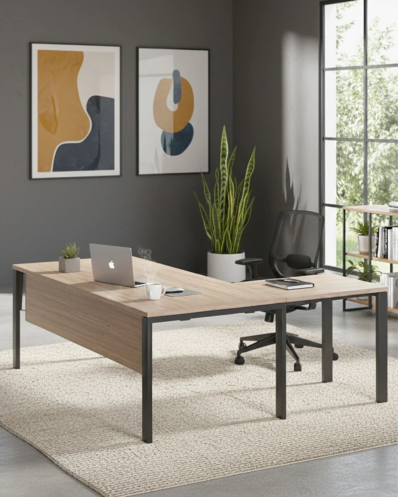Scrivania Bologna - Piano Operativa ufficio P.160 cm - Design minimal moderno - Piano in diverse dimensioni e colorazioni - Gambe in metallo color antracite