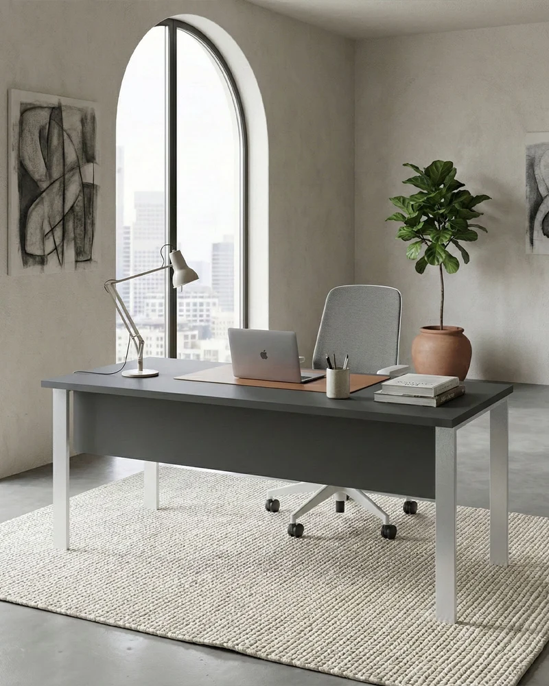 Scrivania Firenze - Piano Operativa ufficio P.80 cm - Design minimal moderno - Piano in diverse dimensioni e colorazioni - Gambe in metallo color bianche