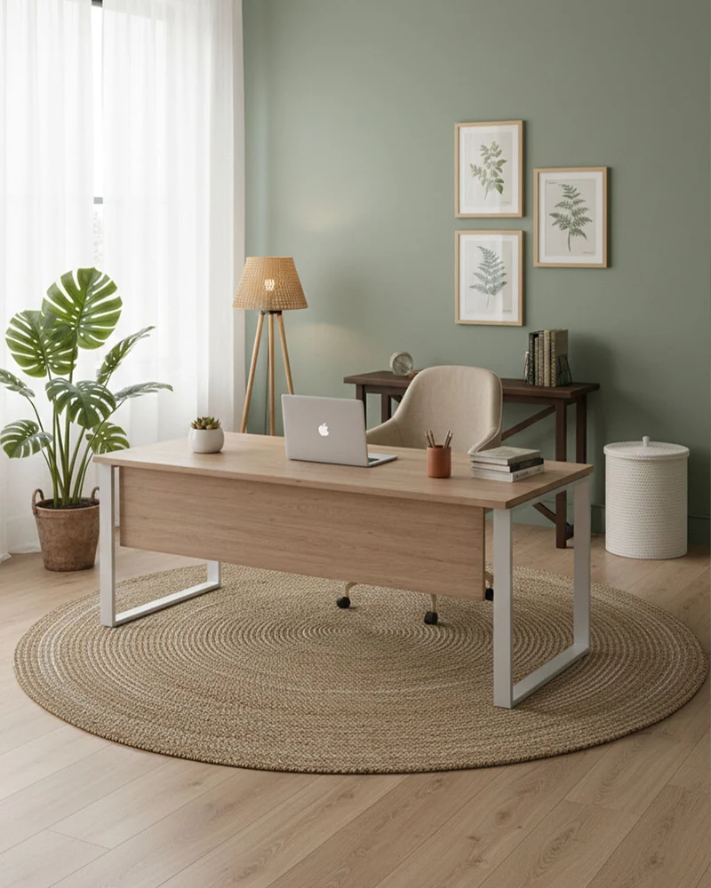 Scrivania Venezia - Piano Direzionale ufficio con minigonna P.90 cm - Design minimal moderno - Piano in diverse dimensioni e colorazioni - Gambe in metallo color bianco
