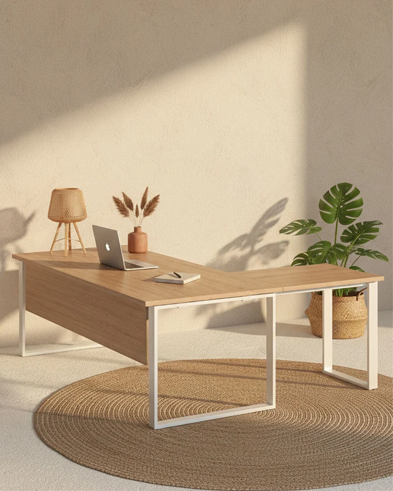 Scrivania Livigno - Piano Direzionale ufficio ampio P.160 cm - Design minimal moderno - Piano in diverse dimensioni e colorazioni - Gambe in metallo color bianco