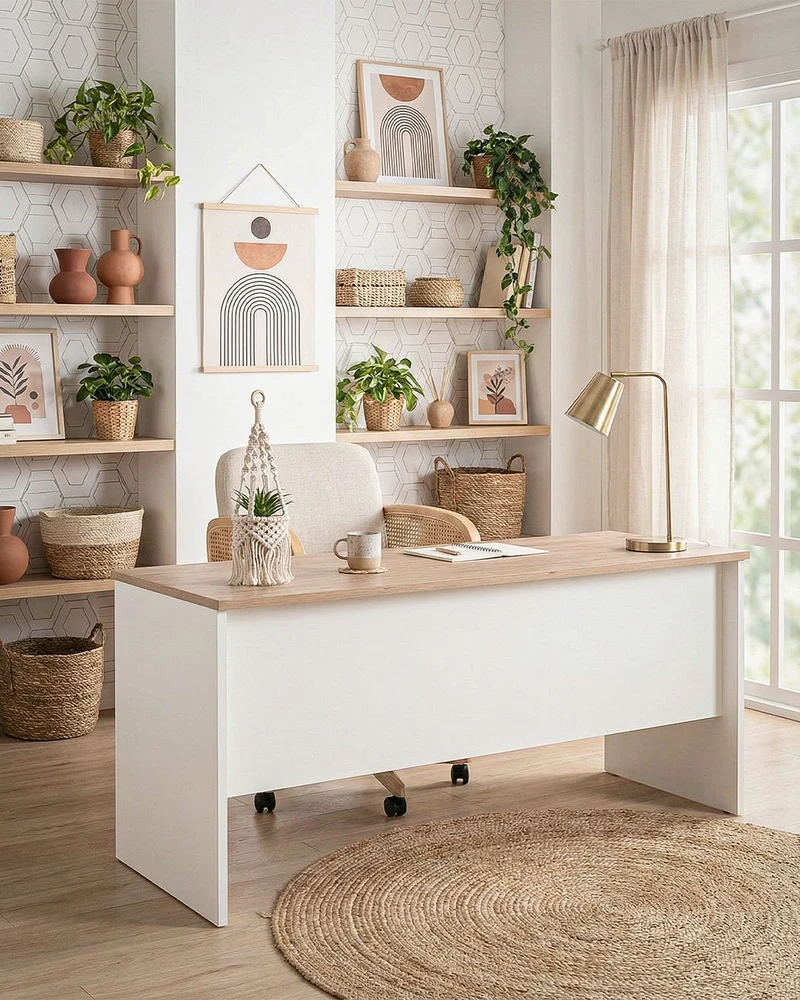 Scrivania Torino - Piano Operativa ufficio ampio P.80 cm - Design minimal moderno - Piano in diverse dimensioni e colorazioni - Struttura bianco