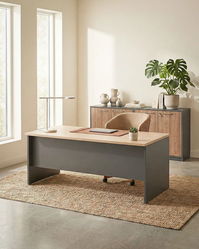 Scrivania Torino - Piano Direzionale ufficio ampio P.90 cm - Design minimal moderno - Piano in diverse dimensioni e colorazioni - Struttura antracite