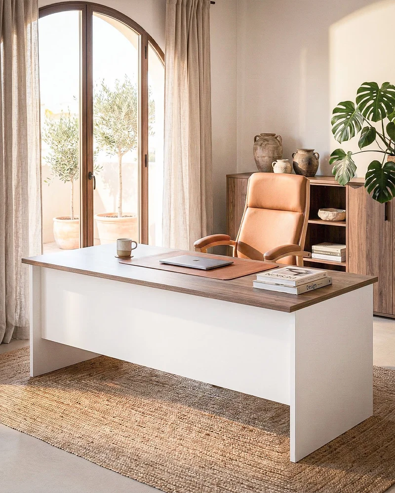 Scrivania Torino - Piano Direzionale ufficio ampio P.90 cm - Design minimal moderno - Piano in diverse dimensioni e colorazioni - Struttura bianco