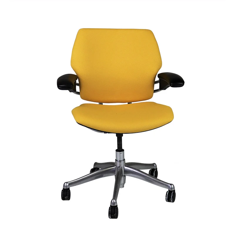 Humanscale : Freedom Sedia da ufficio con struttura in alluminio e rivestimento in tessuto giallo - Ricondizionata