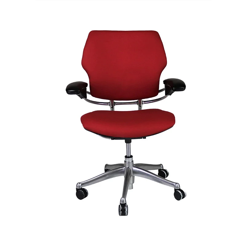 Humanscale : Freedom Sedia da ufficio con struttura in alluminio e rivestimento in tessuto rosso - Ricondizionata