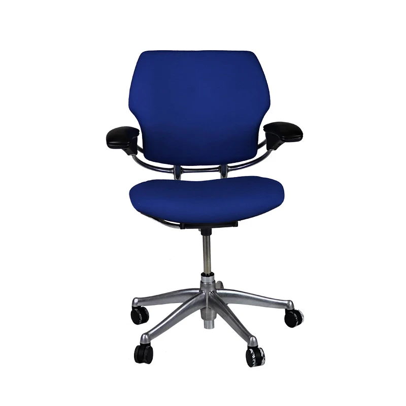 Humanscale : Freedom Sedia da ufficio con struttura in alluminio e rivestimento in tessuto blu - Ricondizionata