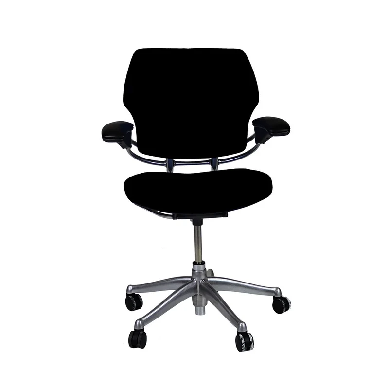 Humanscale : Freedom Sedia da ufficio con struttura in alluminio e rivestimento in tessuto nero - Ricondizionata