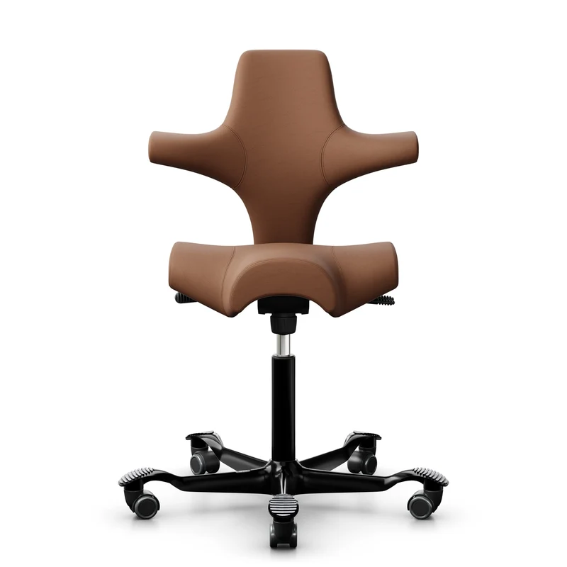 HAG Capisco 8106 - EL33004 Cognac (Leather) / Black / 200 mm / Universal Wheels