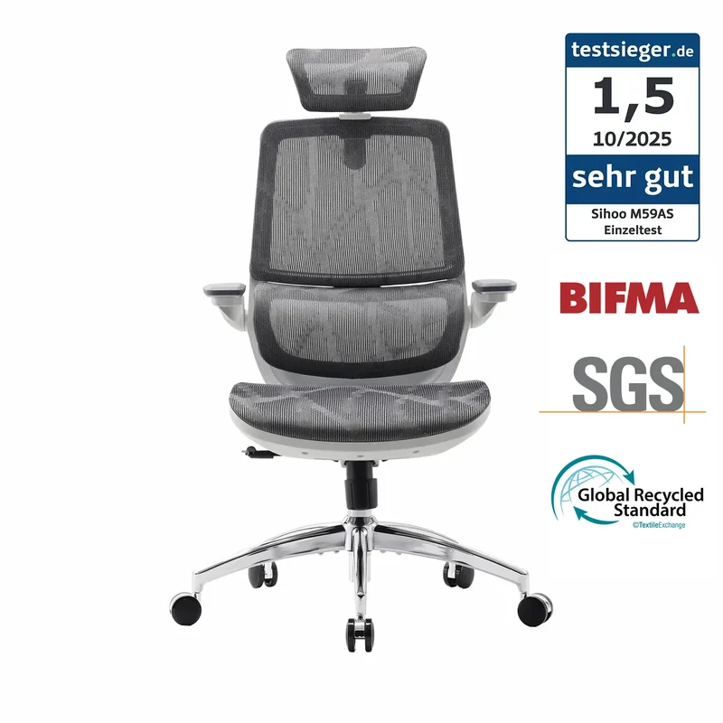Sihoo M59AS Ergonomic Office Chair with Dual-Section Backrest & 3D Flip-up Armrests