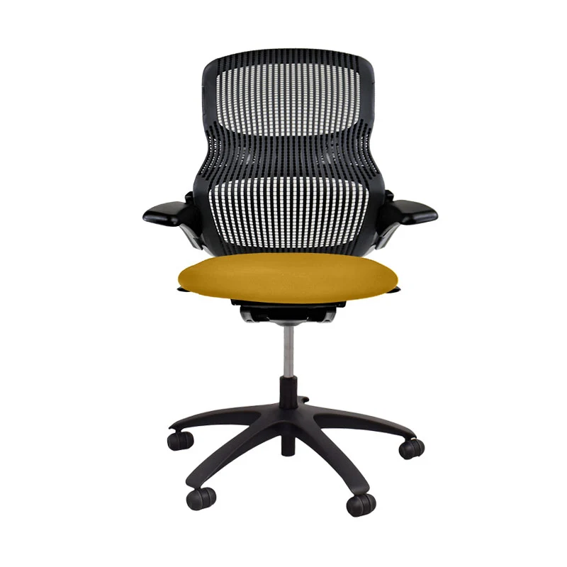 Knoll: Generation Task Chair with Black Frame in Yellow Fabric - Refurbished