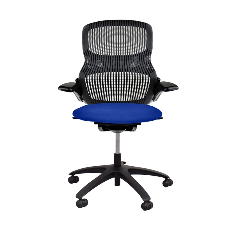 Knoll: Generation Task Chair with Black Frame in Blue Fabric - Refurbished