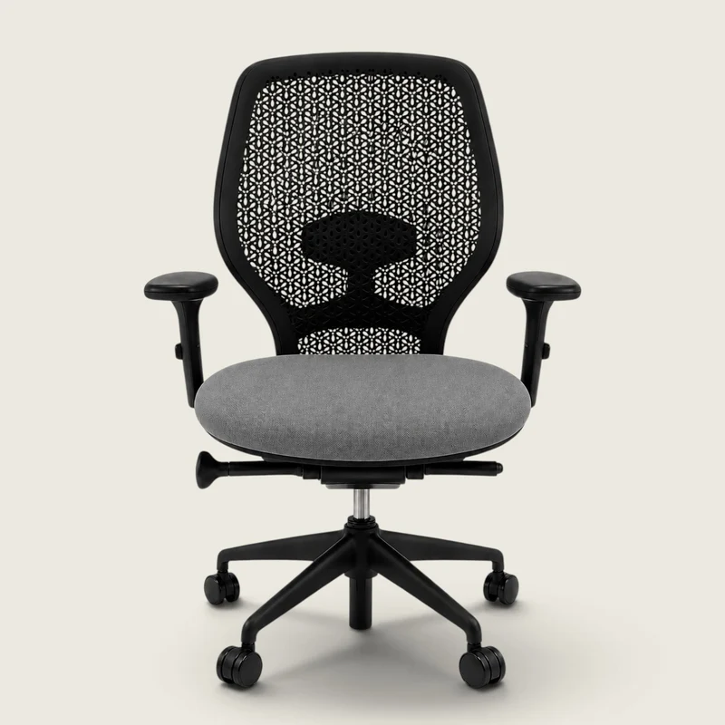 Orangebox: Ara Sedia da ufficio - Schienale in elastomero nero e seduta in tessuto grigio - Ricondizionata