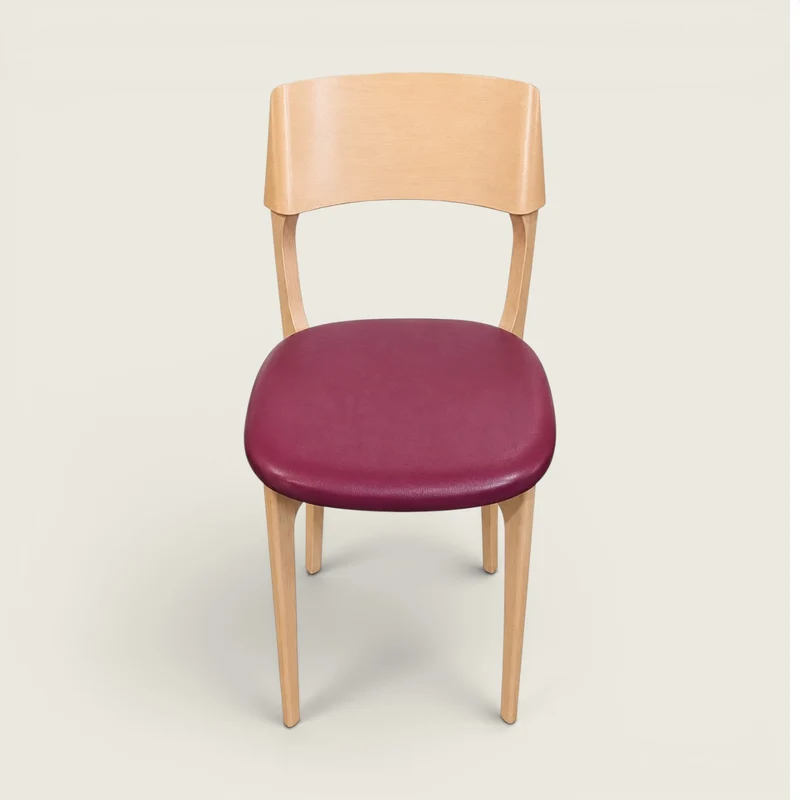 Allermuir Sedia laterale in legno con rivestimento in vinile viola - Ristrutturata