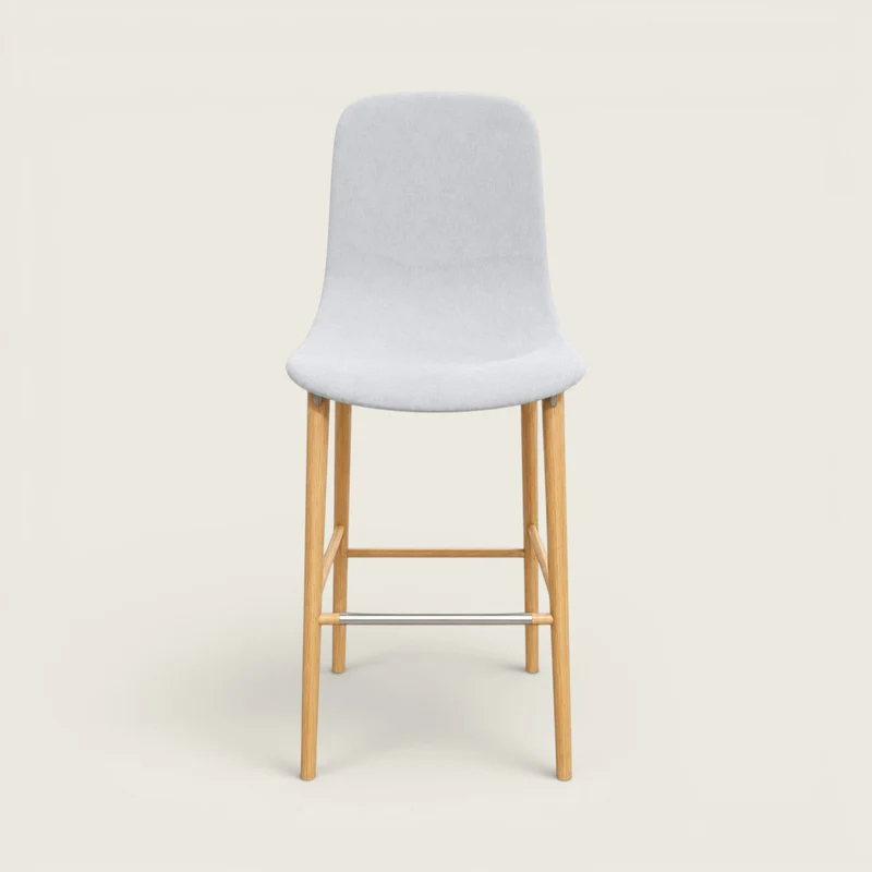 Enea: Sgabello Lottus finitura Legno Rovere con Tessuto Grigio - Ristrutturato
