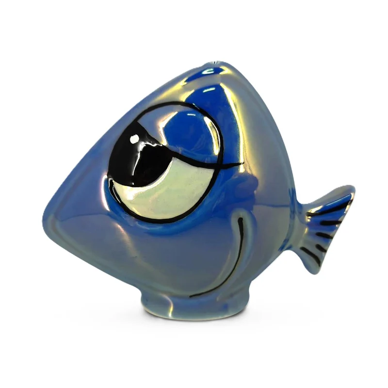 Scultura Pesce Perlato Blu