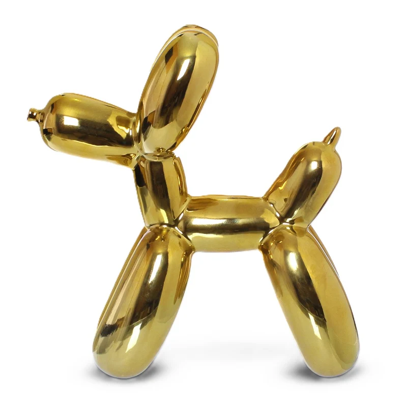 Scultura Cane Palloncino Oro