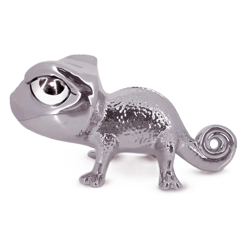 Scultura Camaleonte Argento