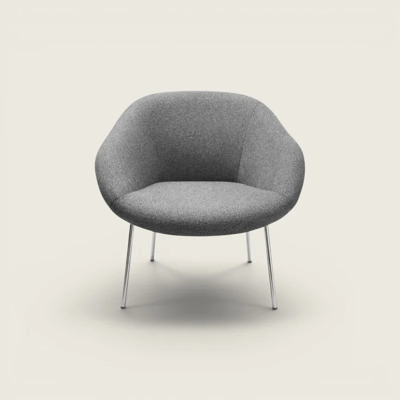 Walter Knoll Poltrona lounge 375 grigia con gambe in metallo - Ricondizionata