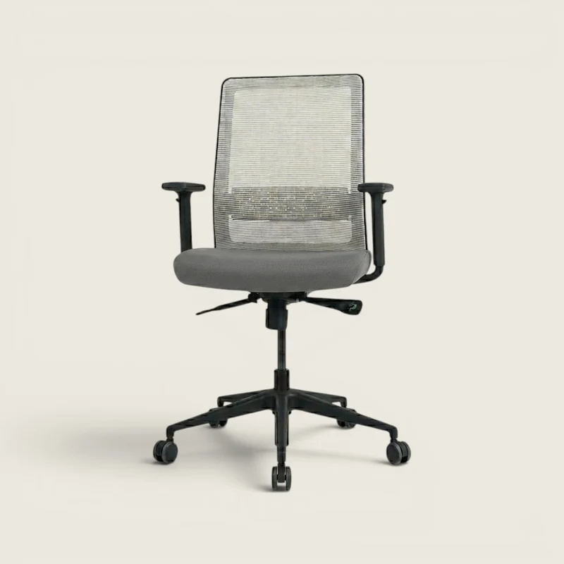 Bestuhl Sedia da ufficio S30 in tessuto grigio con schienale in rete color crema - Ricondizionata