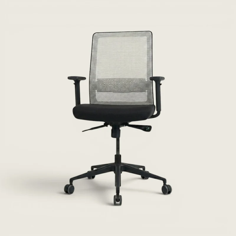 Bestuhl Sedia da ufficio S30 in tessuto nero con schienale in rete color crema - Ricondizionata