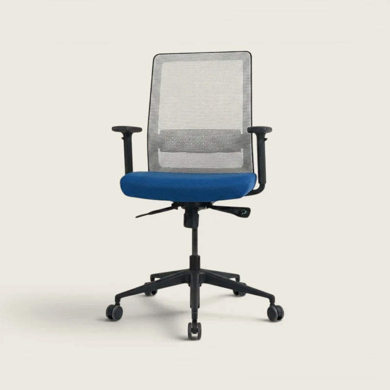 Bestuhl Sedia da ufficio S30 in tessuto blu con schienale in rete color crema - Ricondizionata