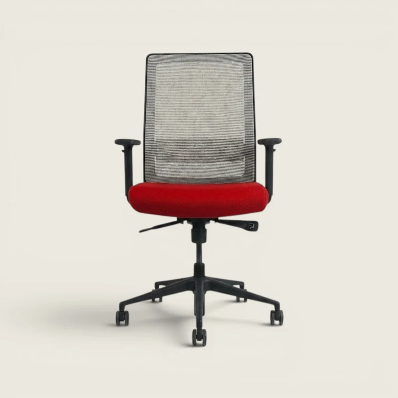 Bestuhl Sedia da ufficio S30 in tessuto rosso con schienale in rete color crema - Ricondizionata