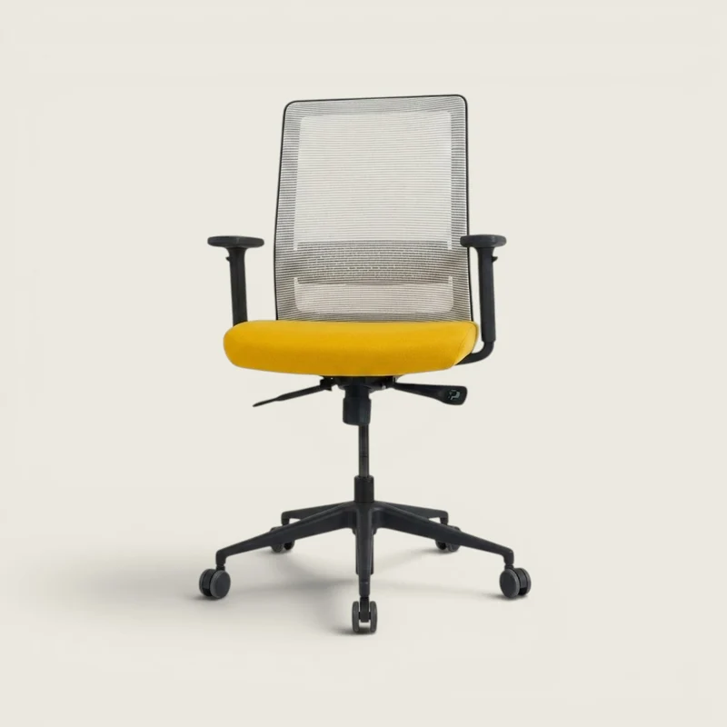 Bestuhl Sedia da ufficio S30 in tessuto giallo con schienale in rete color crema - Ricondizionata