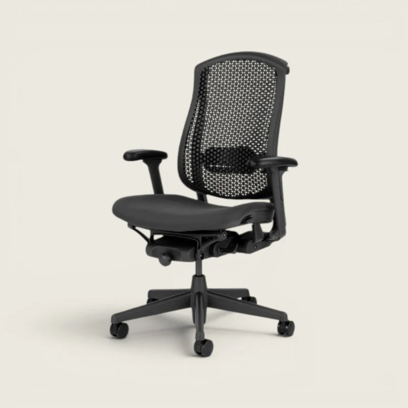 Herman Miller Sedia Celle con schienale alto in rete, in tessuto nero - Ricondizionata