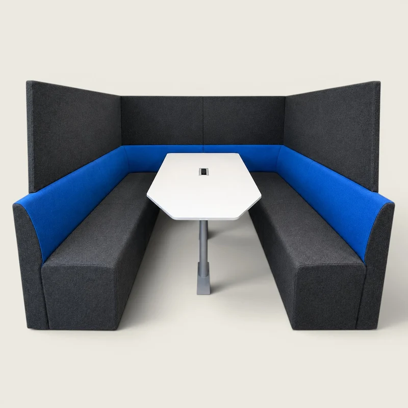 Orangebox: cabina Away from Desk (AFTD) con schienale alto in grigio e blu - Ristrutturata