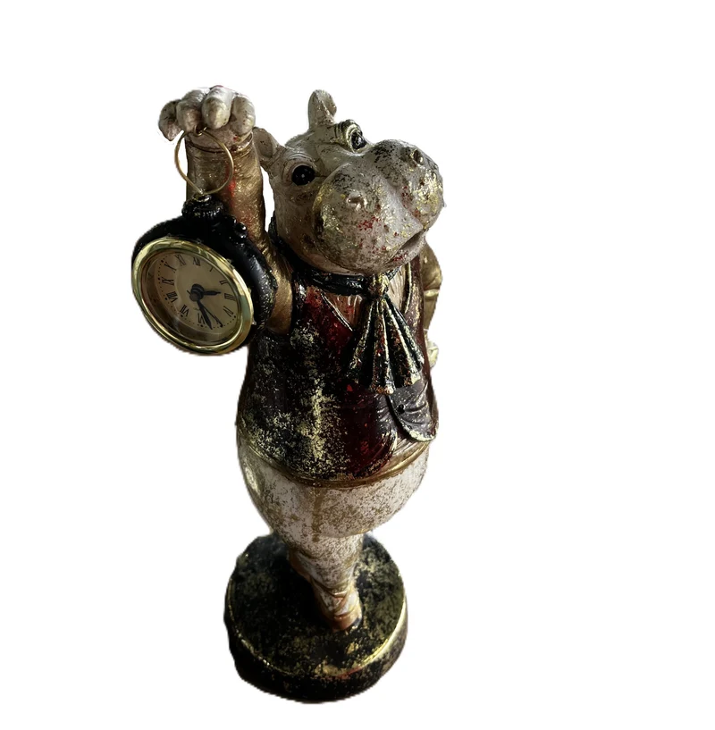 Statua Ippopotamo con Orologio