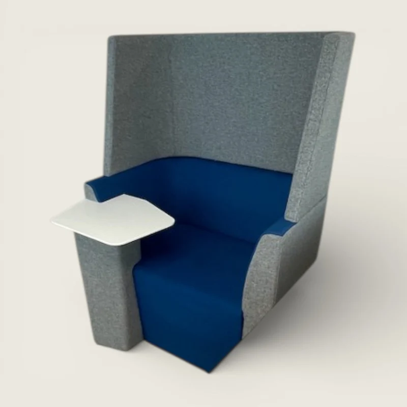 Orangebox: divano singolo con schienale alto grigio e blu lontano dalla scrivania (AFTD): - Ristrutturato
