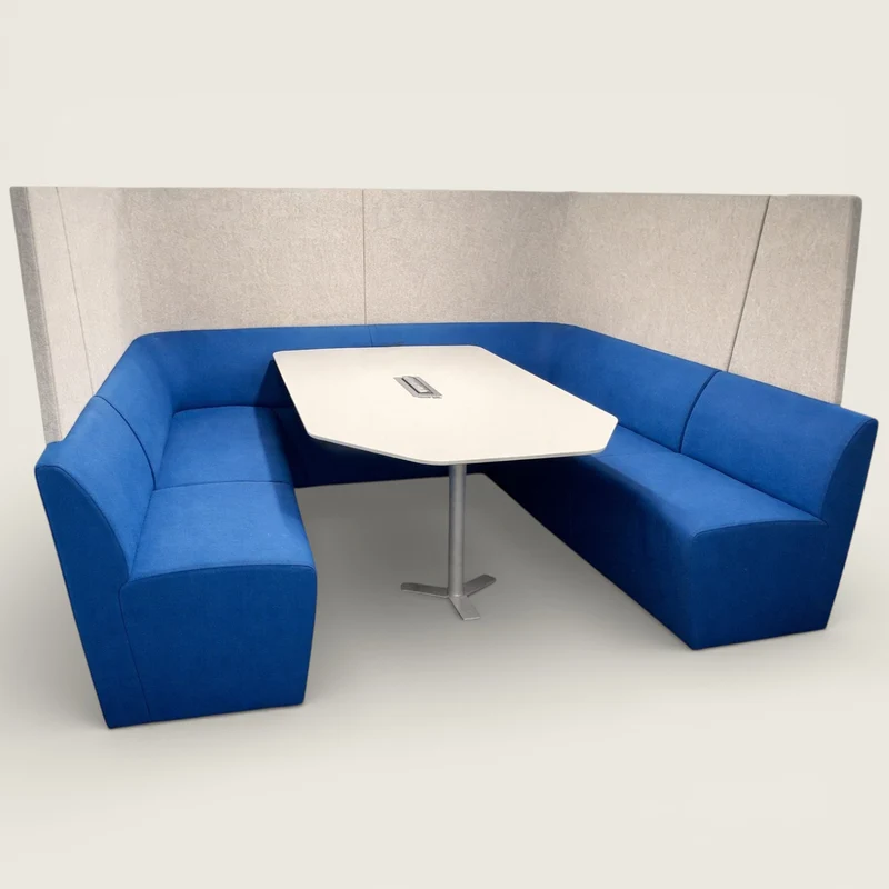 Orangebox: cabina chiusa con schienale alto grigio chiaro e blu brillante Away From The Desk (AFTD) - Ristrutturata