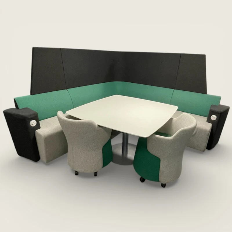 Orangebox: cabina con schienale alto Away From The Desk (AFTD) nera e verde - Rinnovata