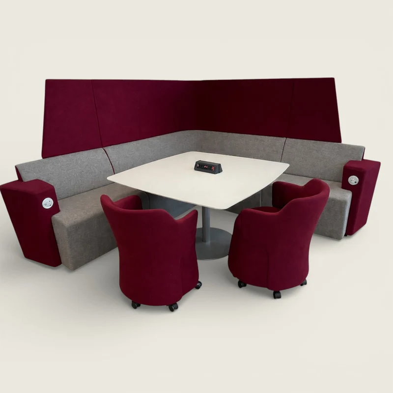 Orangebox: cabina con schienale alto AFTD bordeaux e grigio - Ristrutturata