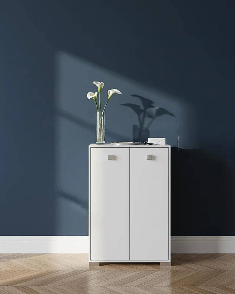 Mobile contenitore Vivy - Mobile multiuso 2 ante - Struttura bianca - 2 Ripiani regolabili inclusi - 77,5x111x47 cm