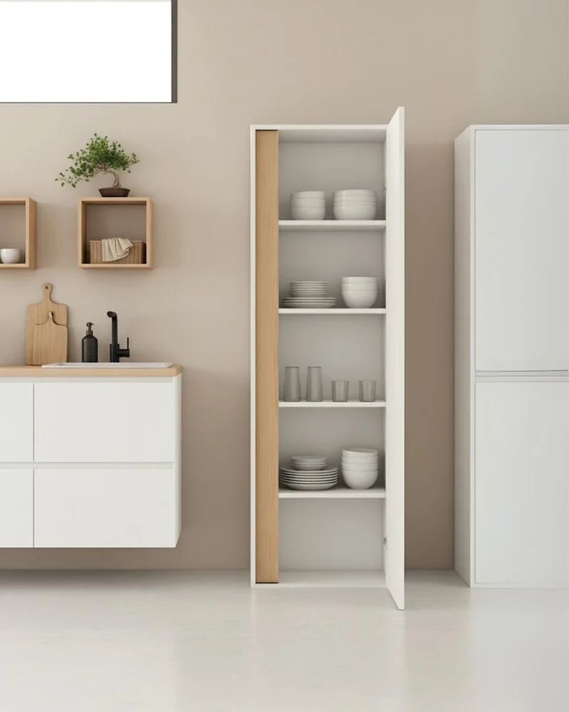 Armadio multiuso Joy - Dispensa salvaspazio con 4 ripiani regolabili - Bianca - 60 L. x 176 H. x 35 P.