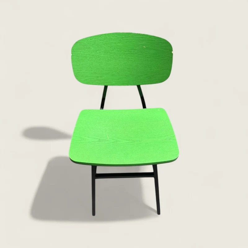 Nuovo gruppo di design: sedia da mensa Florence in legno naturale verde - Ristrutturata