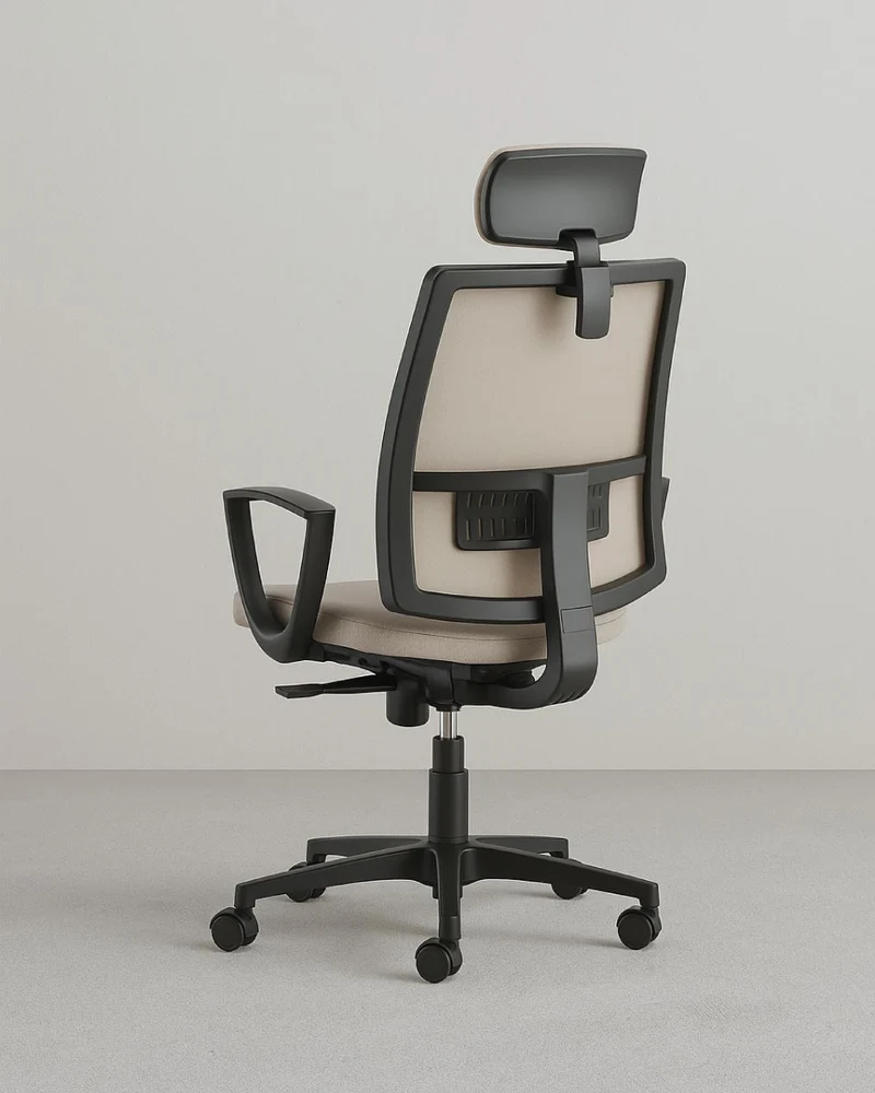 Poltrona Madras – Sedia ufficio Mesh – Poggiatesta rivestito – Schienale in rete traspirante – Braccioli 2D regolabili – Base girevole – Altezza regolabile