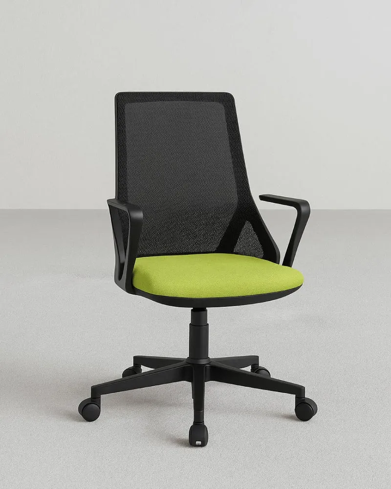 Poltrona Like - Sedia ufficio Mesh - Schienale alto - Braccioli in nylon - Rivestimento tessuto - Base girevole con ruote antishock - Altezza regolabile