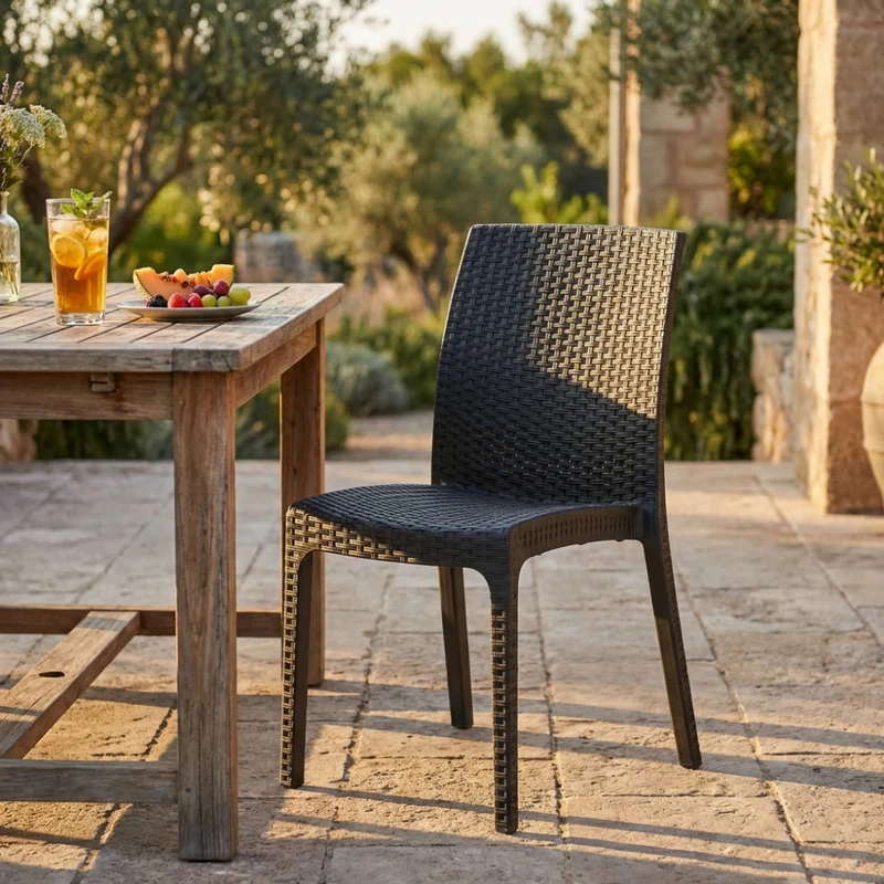 Sedia Virginia in Wicker Intrecciato Antracite