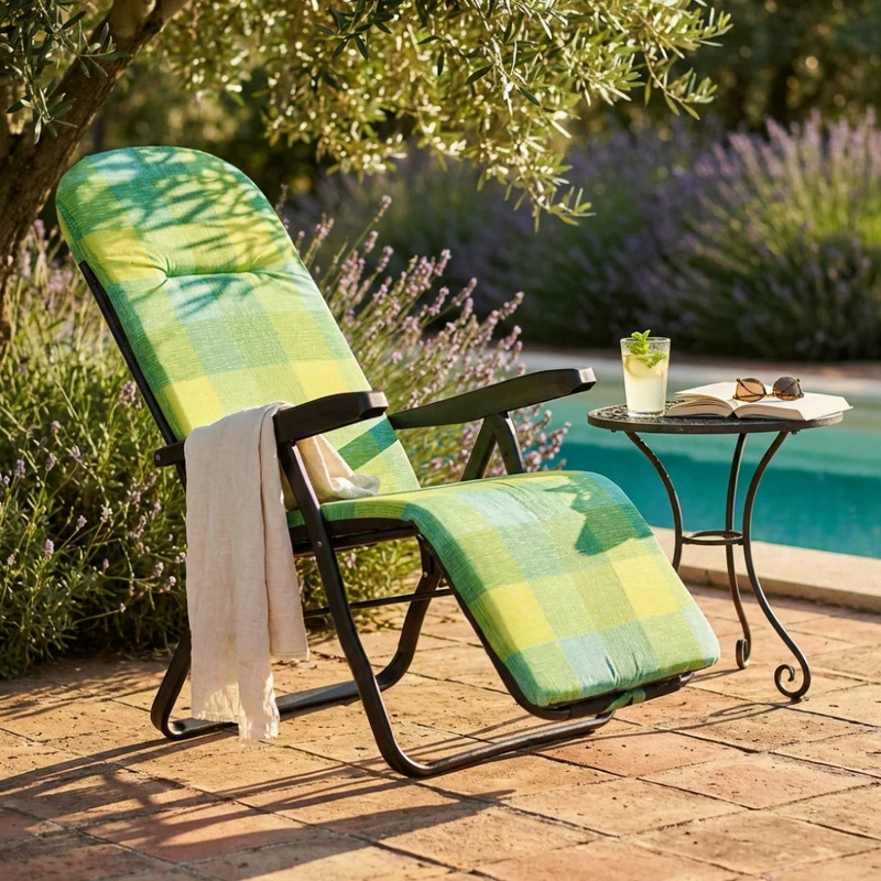 Poltrona Relax Cipro in Acciaio con Tessuto Scozzese