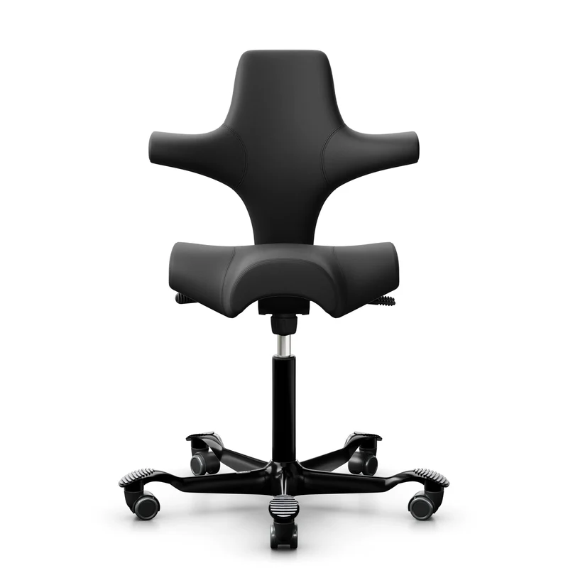 HAG Capisco 8106 - Paloma Soft ATG56100 Black (Leather) / Black / 200 mm / Universal Wheels