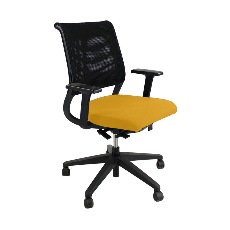 Sedus : Netwin Sedia NW-100 con schienale in rete e rivestimento in tessuto giallo - Ricondizionata