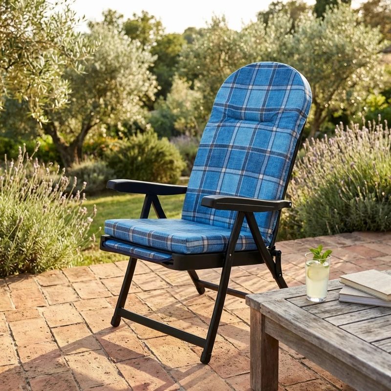 Poltrona Relax Rodi in Acciaio e Tessuto Scozzese