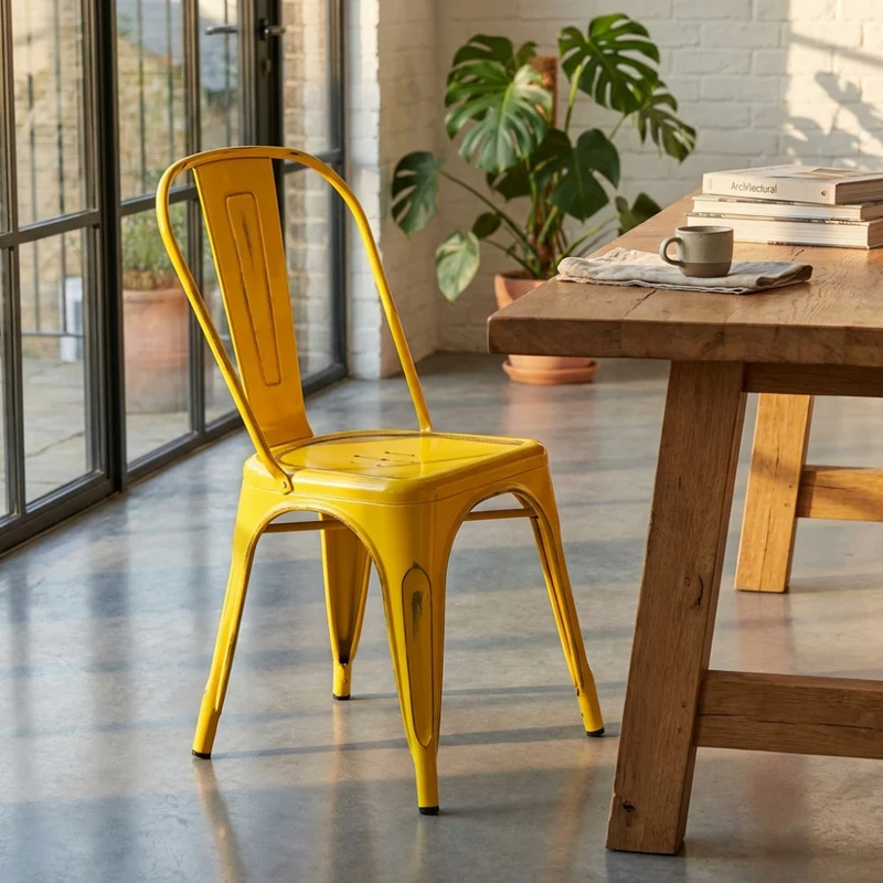 Sedia Lola in Acciaio Giallo Antico
