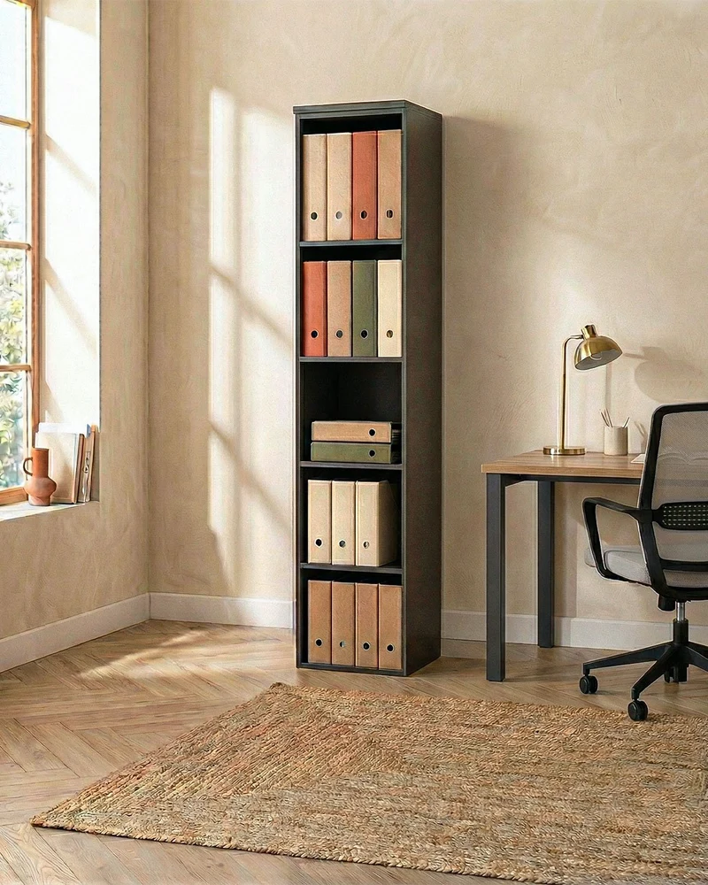Armadio ufficio Tampa - Mobile archivio - 4 mensole incluse - L. 45 x H. 199 x P. 42,5 cm – Antracite