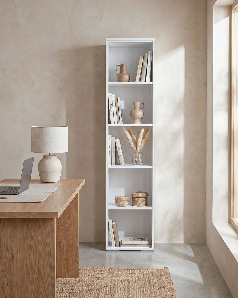 Armadio ufficio Tampa - Mobile archivio - 4 mensole incluse - L. 45 x H. 199 x P. 42,5 cm – Bianco