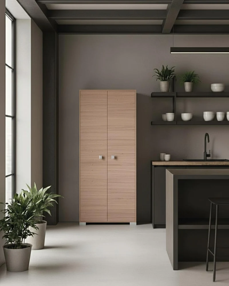 Armadio multiuso Clara 2 ante - Mobile contenitore dispensa salvaspazio - Colore virginia - 5 ripiani interni - 75x180x35 cm